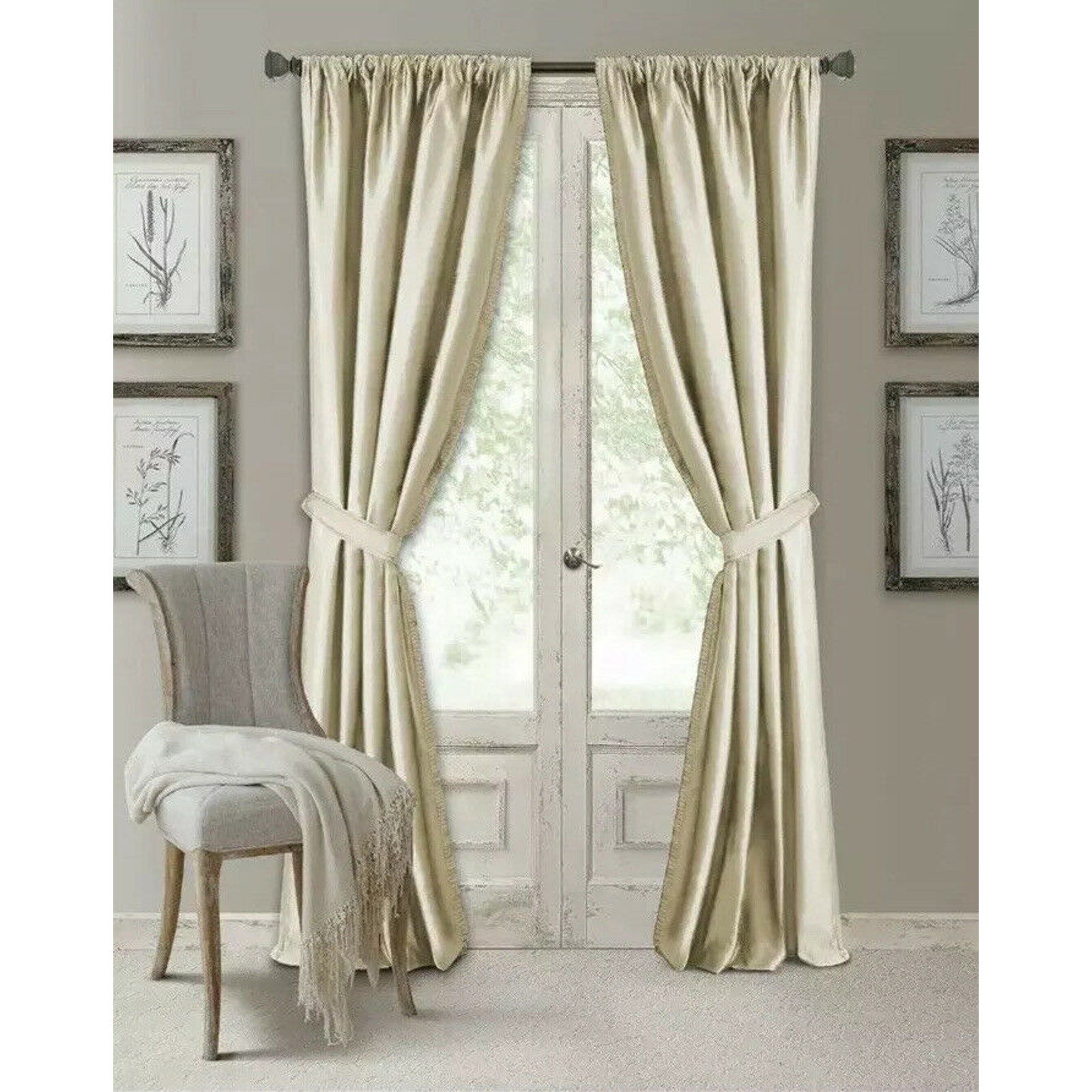 Elrene Home Versailles 52 x 84 Panel w/ tieback, Ivory LOT OF 2 pkgs. NEW