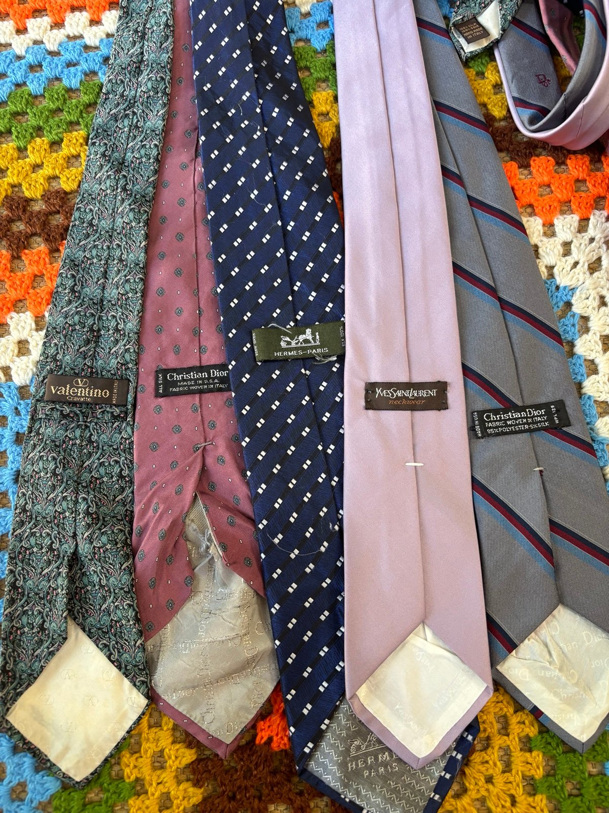 Hermes , Christian Dior , Yves Saint Laurent ,Valentino vintage men’s neck ties