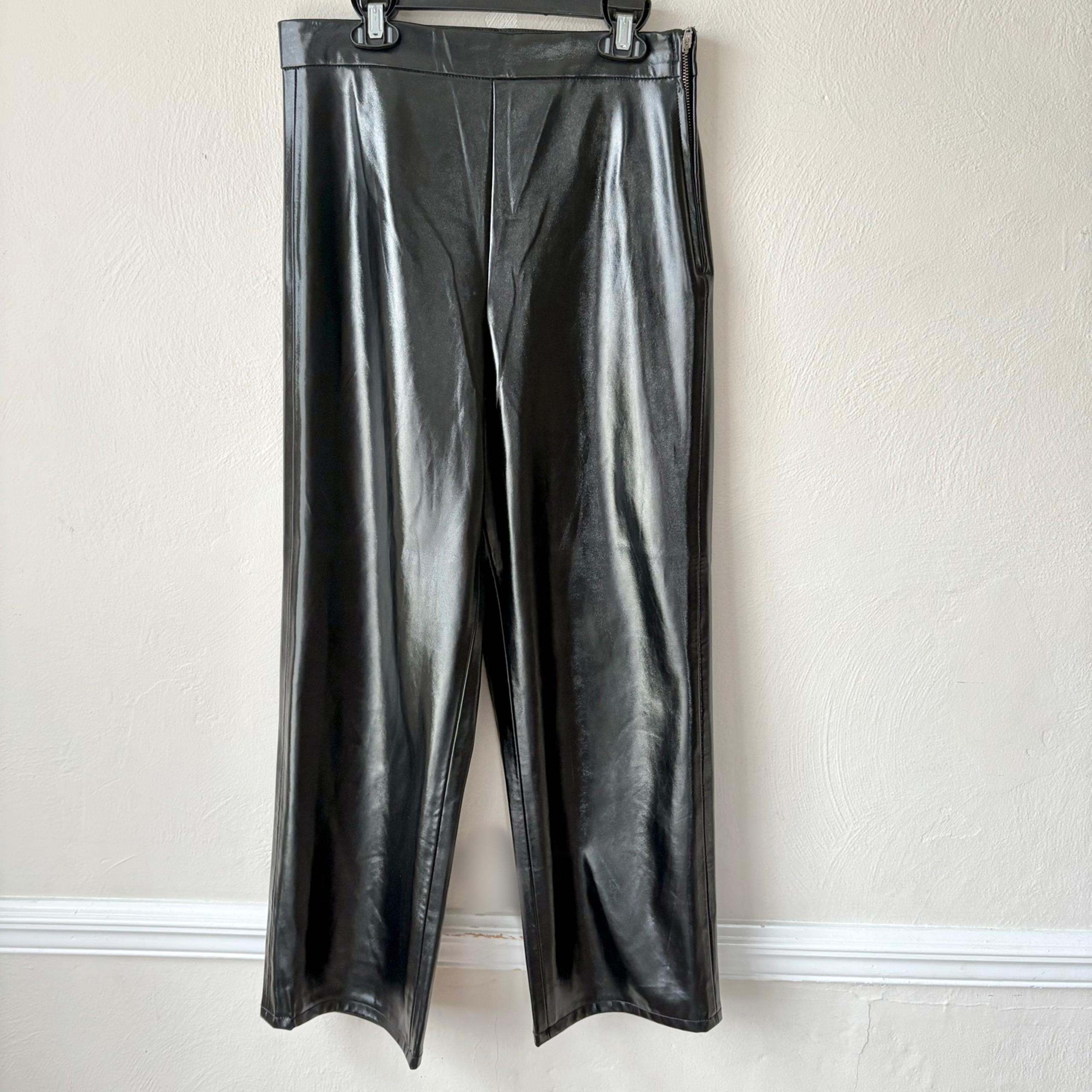 Blank NYC Black Vegan Leather High Rise Cropped Pants