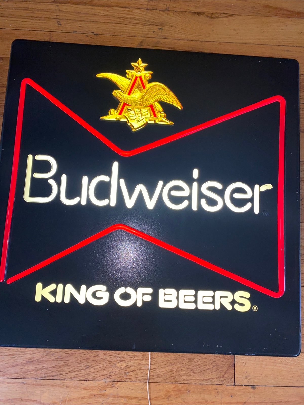 VINTAGE BUDWEISER BEER Lighted Sign 80s King Of Beers Faux Neon. Anheuser Busch