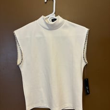White sleeveless Top with diamond embellishment on the sleeves