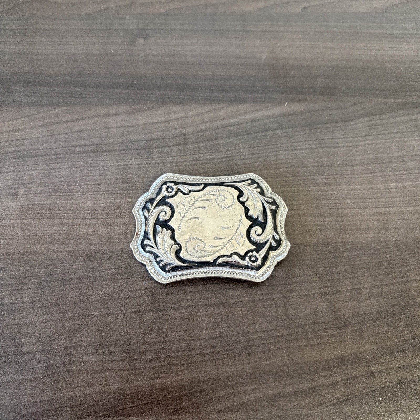 Vintage Silver Southwest Antique Engraved Belt Buckle Ornate Floral Western