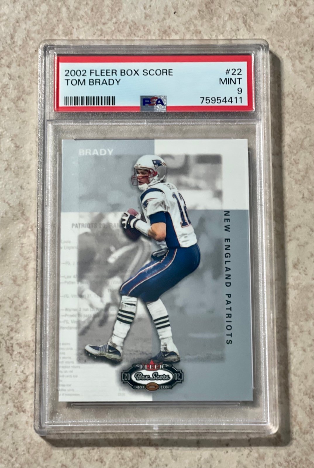 TOM BRADY 2002 Fleer Box Score 22 PSA 9 MINT Early Year