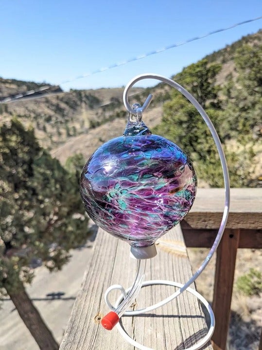 Handblown Hummingbird Feeder - Costa's Colors