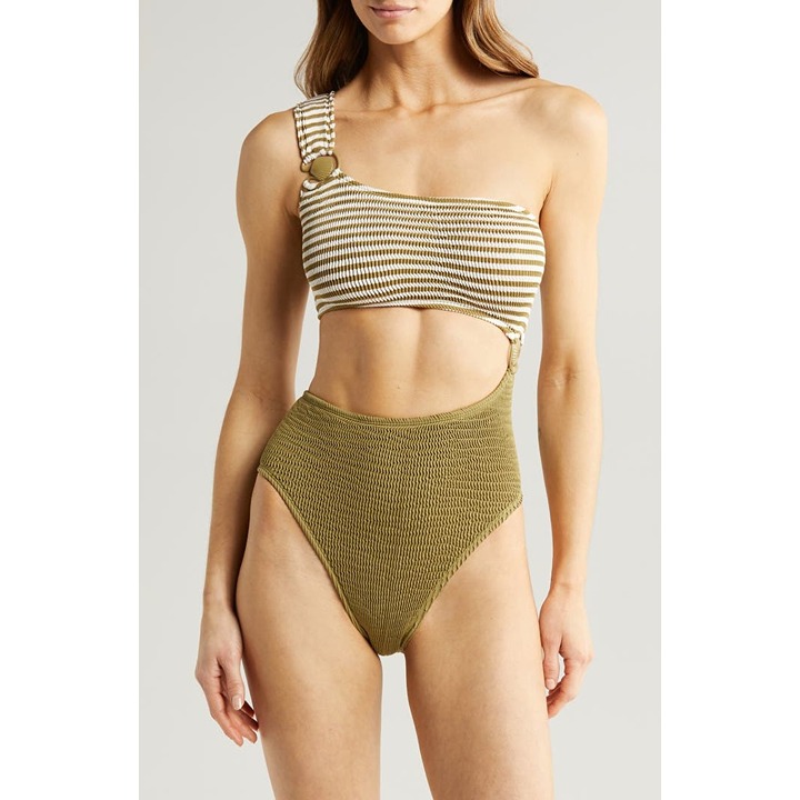 CLEONIE Cutout One-Shoulder One-Piece Swimsuit one size