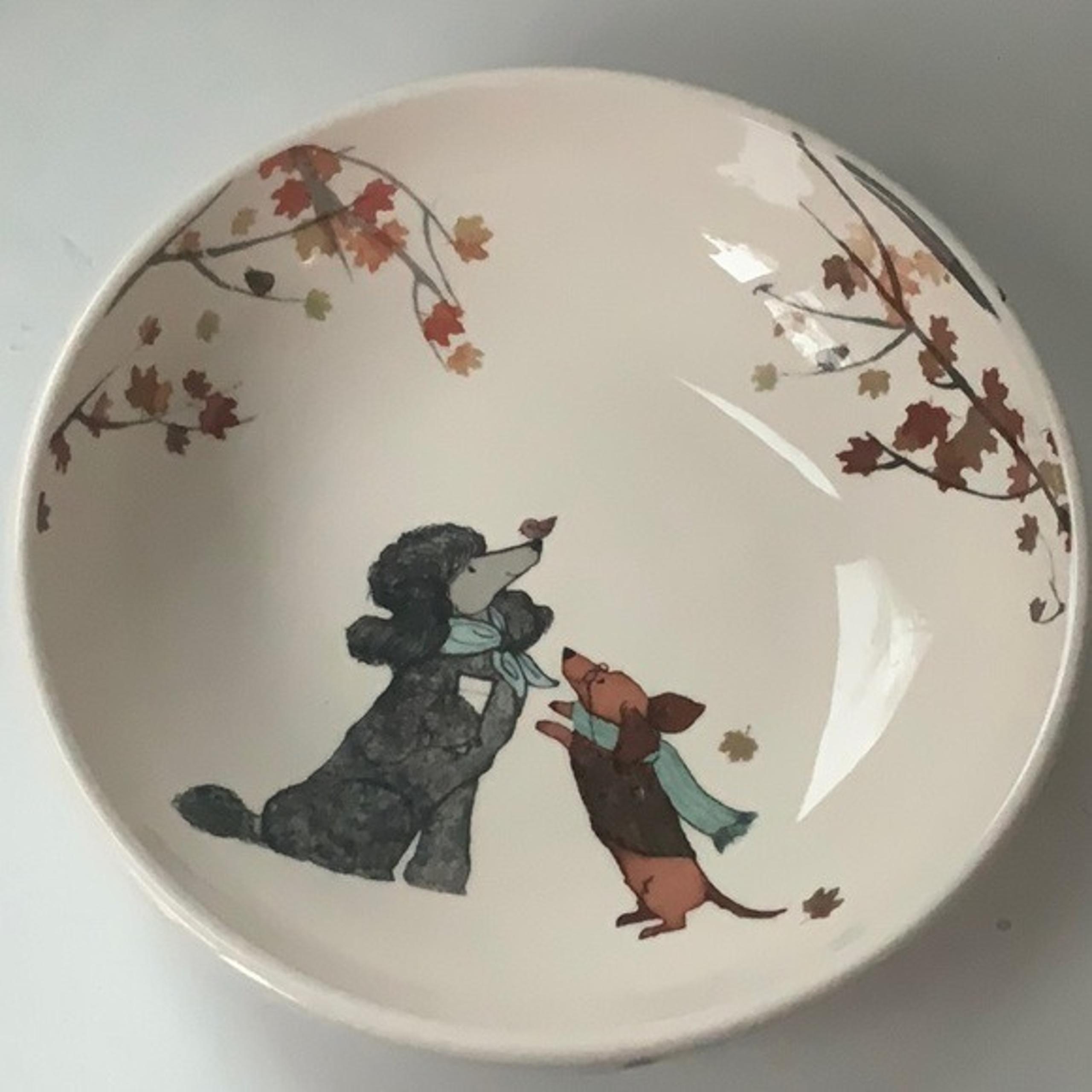 Pier 1 Imports 'Park Ave Puppies' Large Ceramic Bowl (8in)