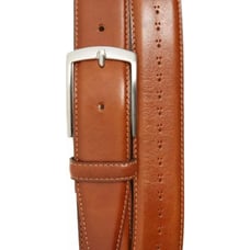 ITALY Nordstrom MenS Shop Chadwick Brogue Leather Dress Belt - Cognac Brown - 32