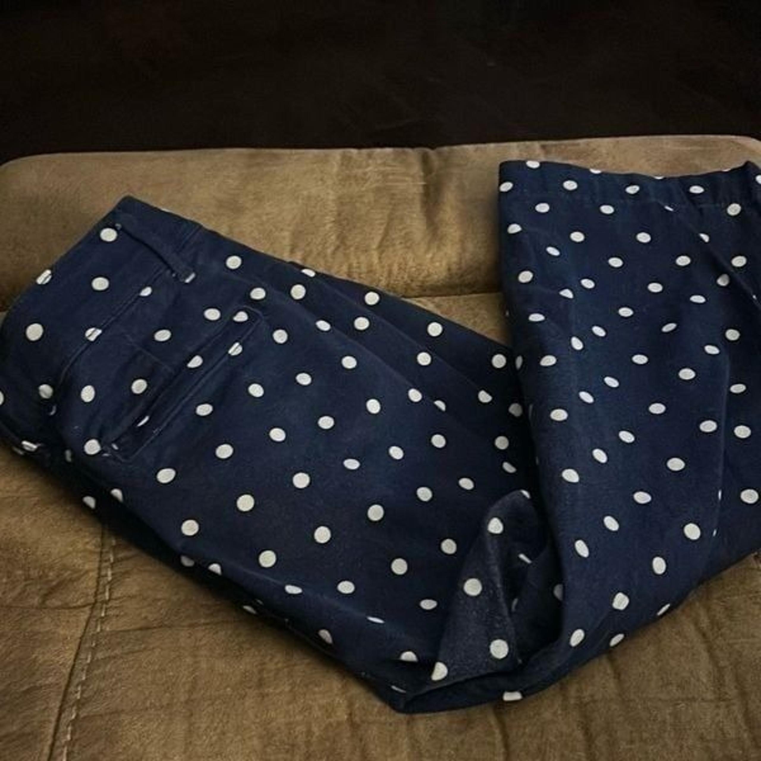 St John's Bay Women's Navy Polka Dot Capri Pants Size 8