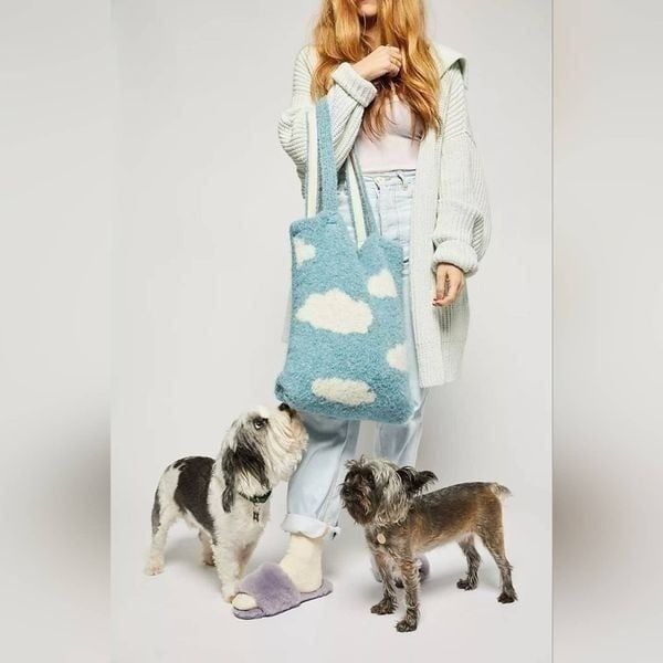 NWT Free People Blue Cloud Sky-High Carry On Scarf and Bag Set