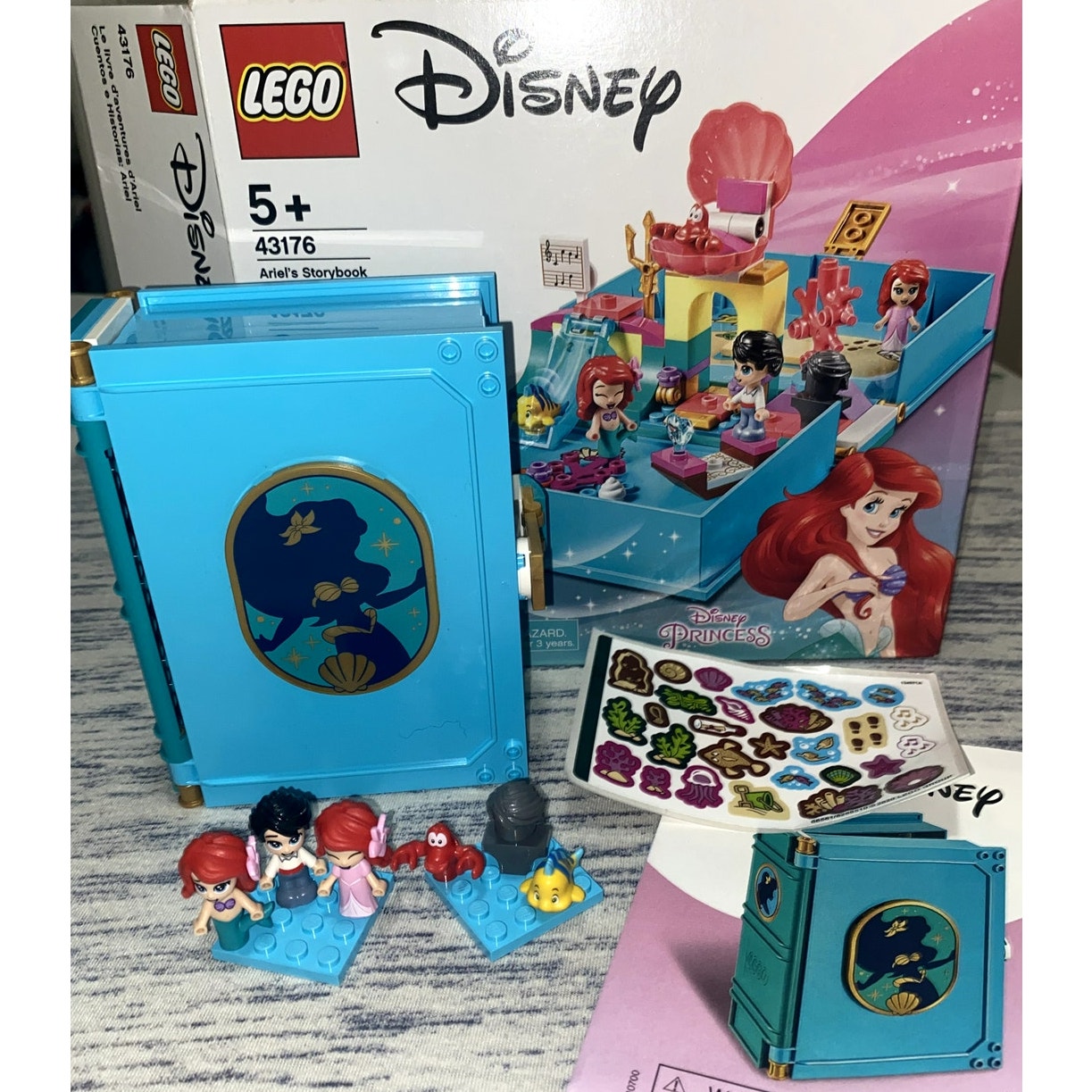 Disney Little Mermaid Lego 43176 Princess Ariel Storybook-box & Stickers!