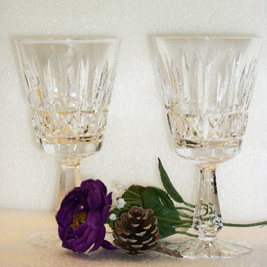 2 WATERFORD Crystal Water Goblets Glass