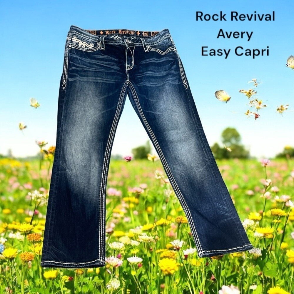 Rock Revival,Avery Easy Capri Jeans - 32 Avery/Easy Capri, B15