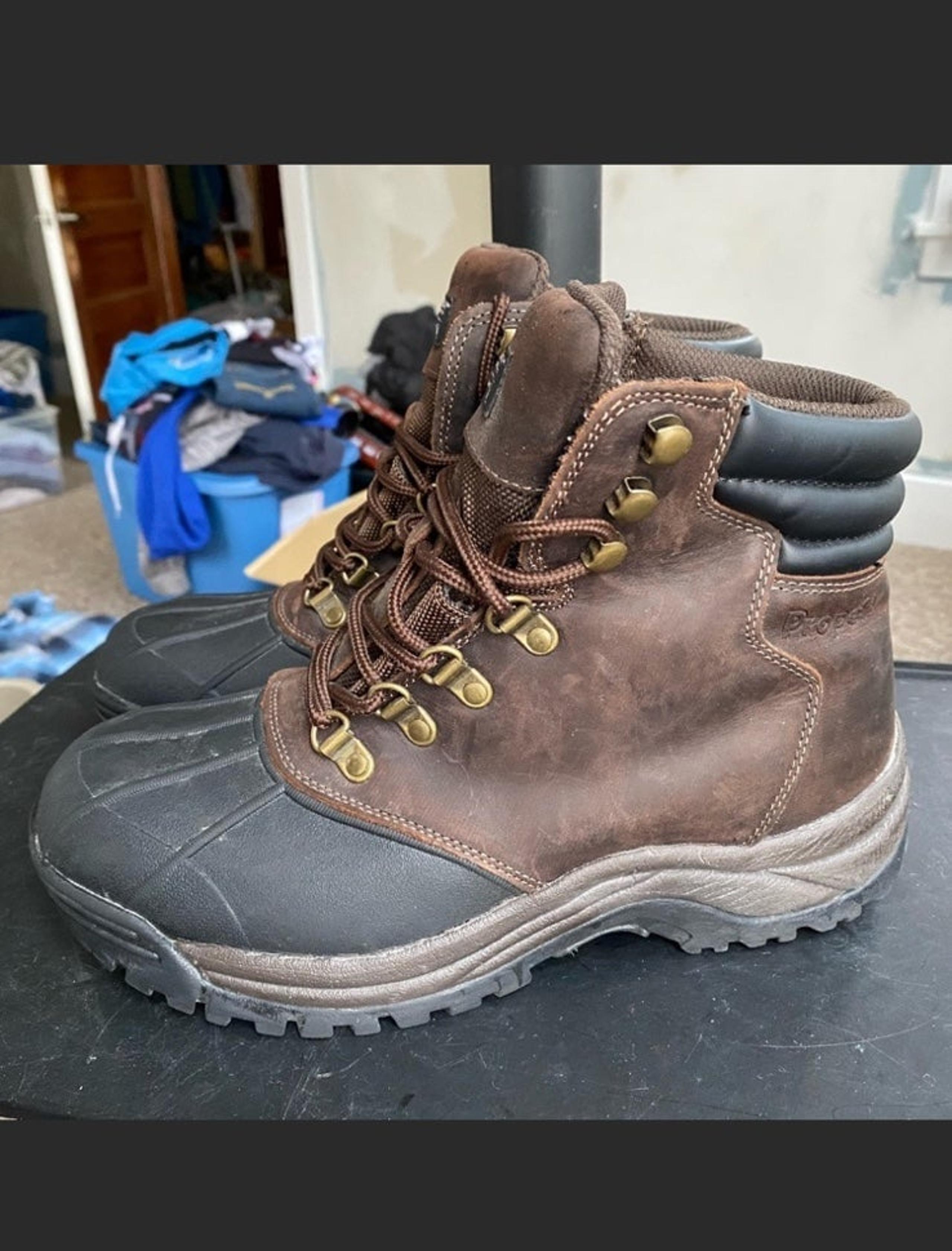Propet Blizzard Boots Mens 8.5  (3E) Ankle Zip Brown Leather Rain Snow Duck