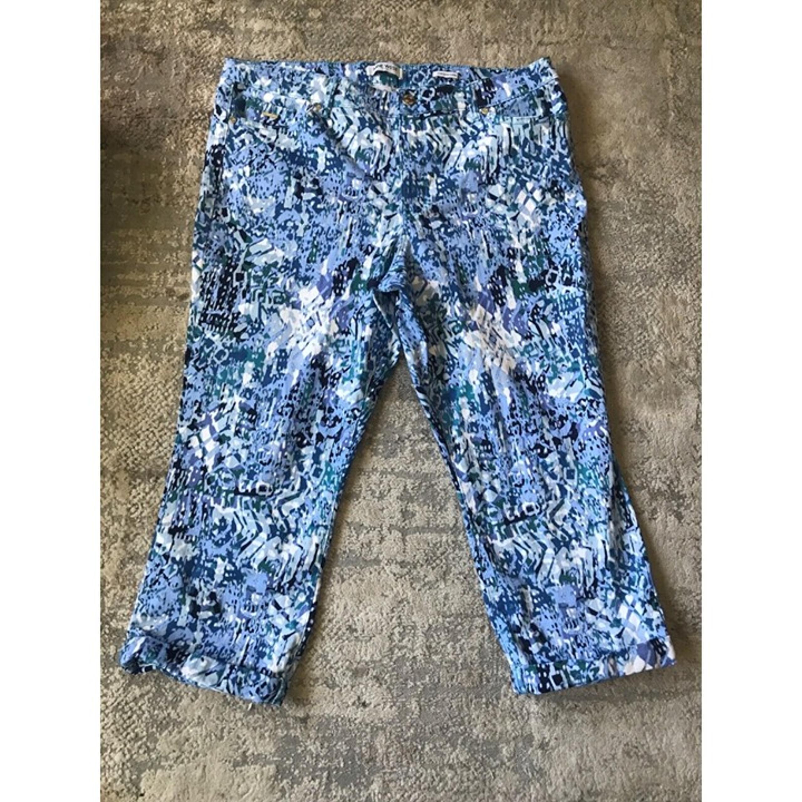 Nine West Women's Size 16 Chrystie Capri Denim Blue Print Camo Speckled Pattern