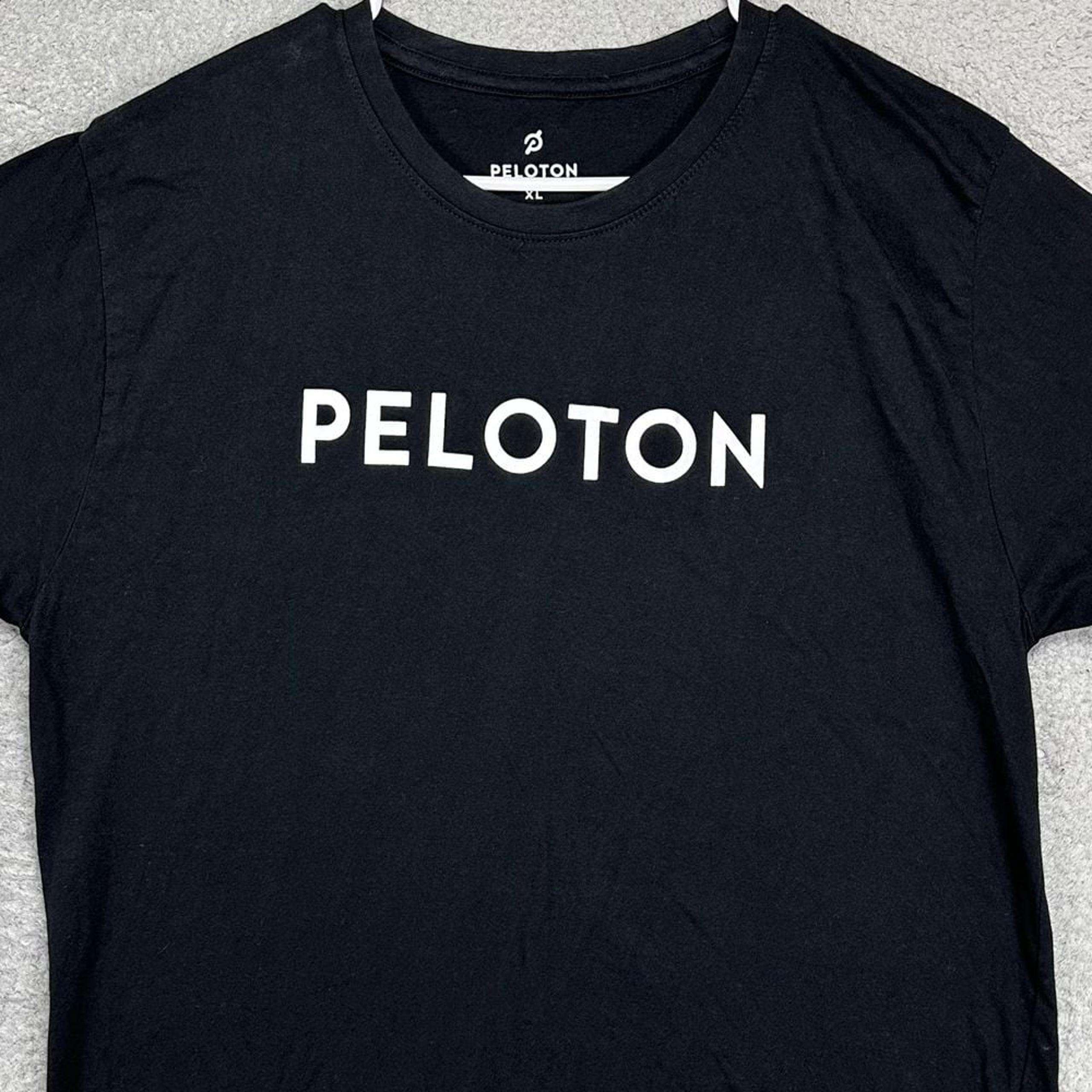 Peloton Shirt Women XL Black Graphic Print Crew Neck Short Sleeve T-Shirt Ladies
