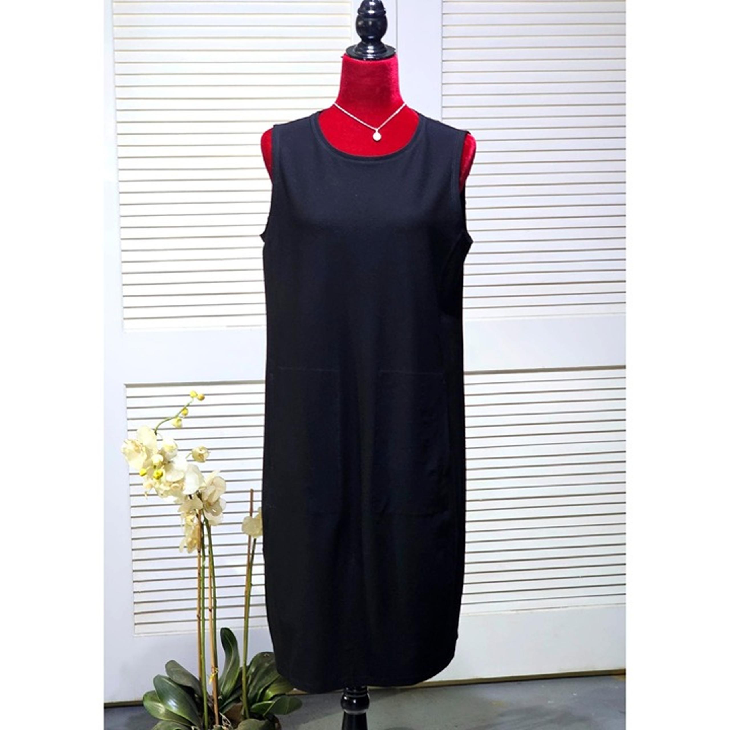 NWT Eileen Fisher Women's Washable Stretch Crepe Black Lantern Dress Sz PM 2456