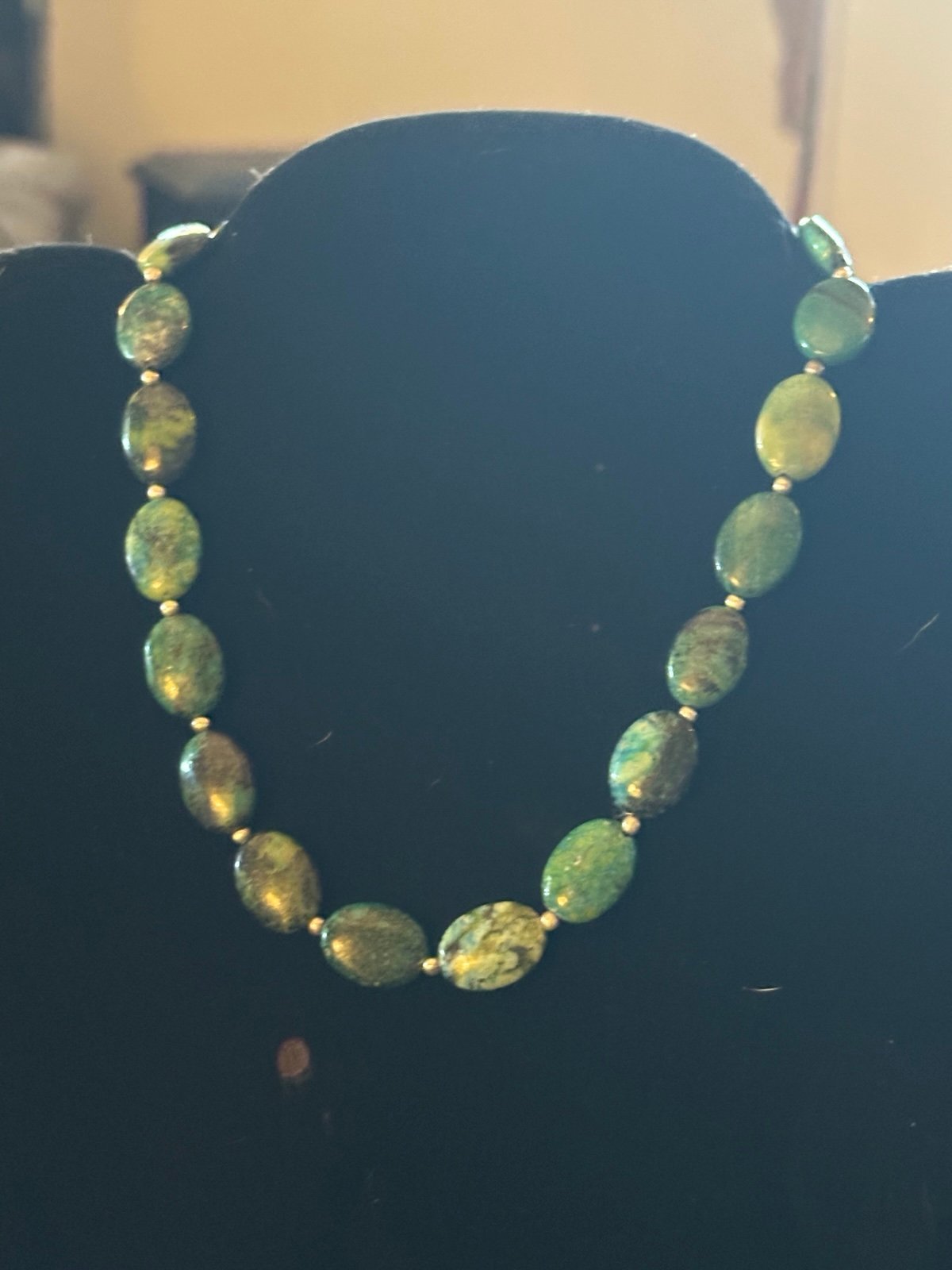 Vintage green turquoise and sterling necklace southwestern style