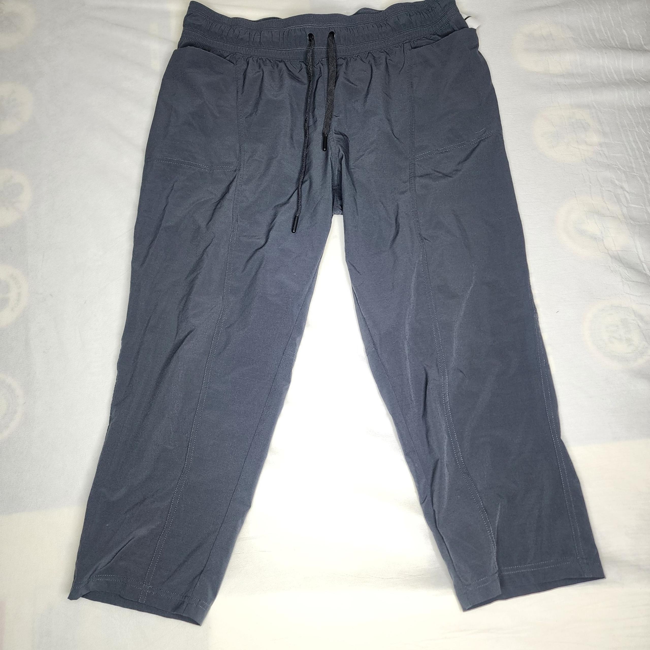 PrAna Breathe Cropped Pants Lounge Drawstring Pockets Casual Comfy Blue Size L