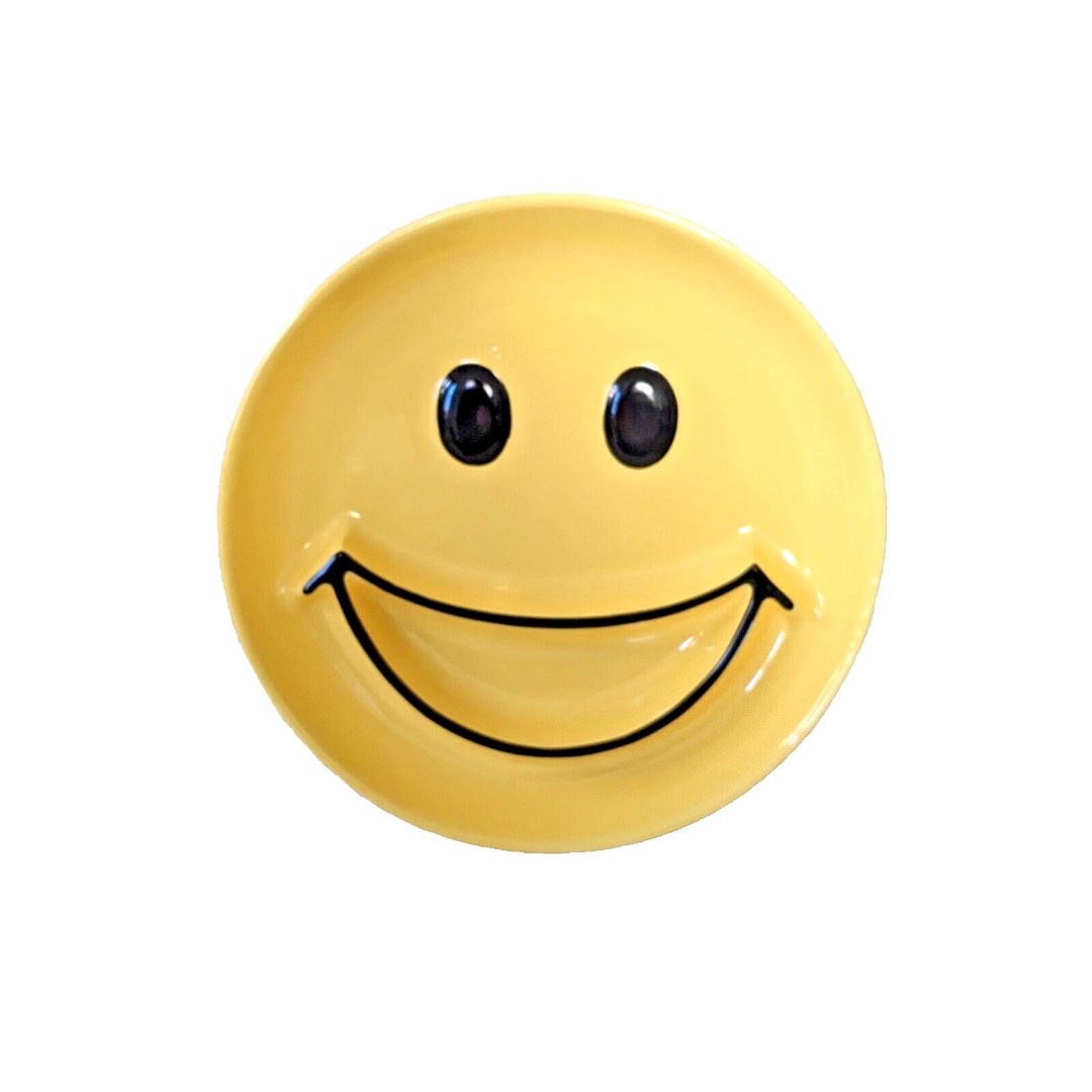 Vintage 90's Clay Art SFO Smiley Face Chip and Dip Platter Serving Bowl Funky