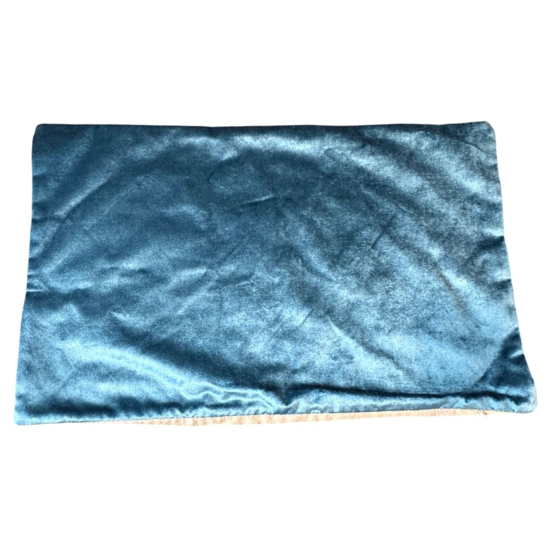 NWOT Williams Sonoma Aqua Velvet Luster Natural Linen Back Pillow Cover 14x22