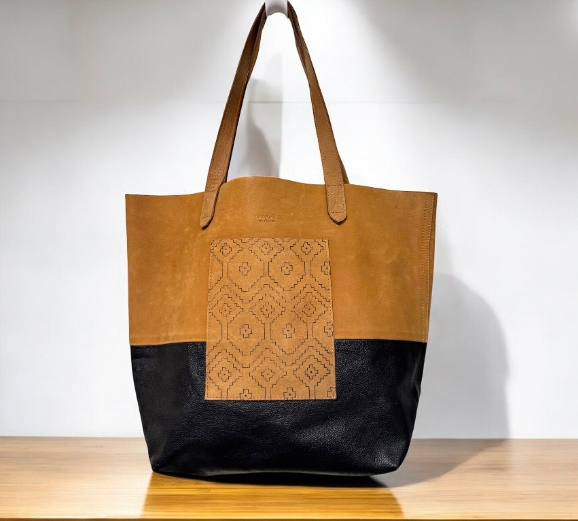 Trades of Hope Leather Merit Large Tote Brown Black