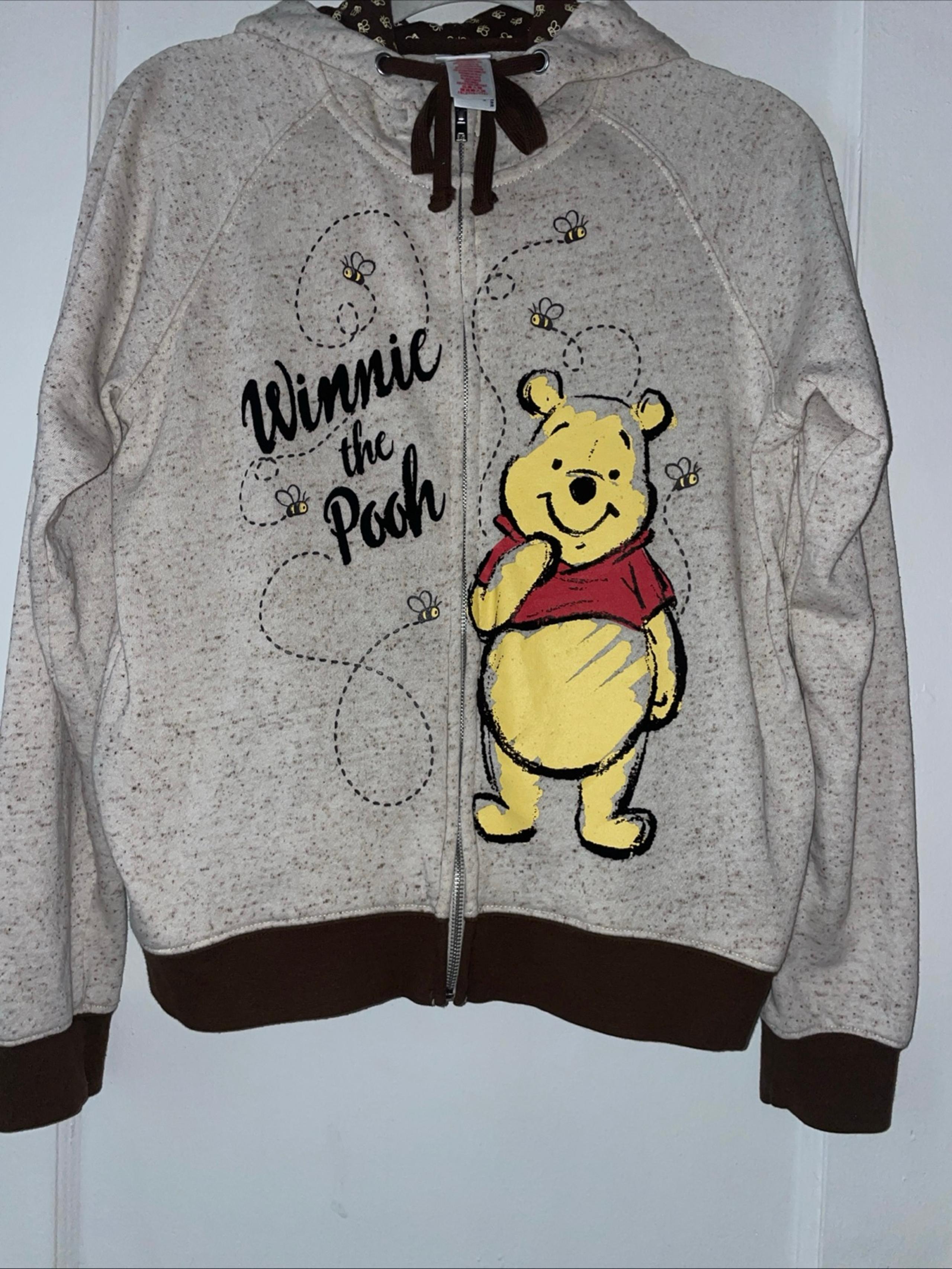 Disney Winnie The Pooh zip up fleece lined hoodie brown size L
