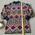 Farm Rio Rauti Wool Blend Sweater Dress Size Large Puff Sleeve Multicolor