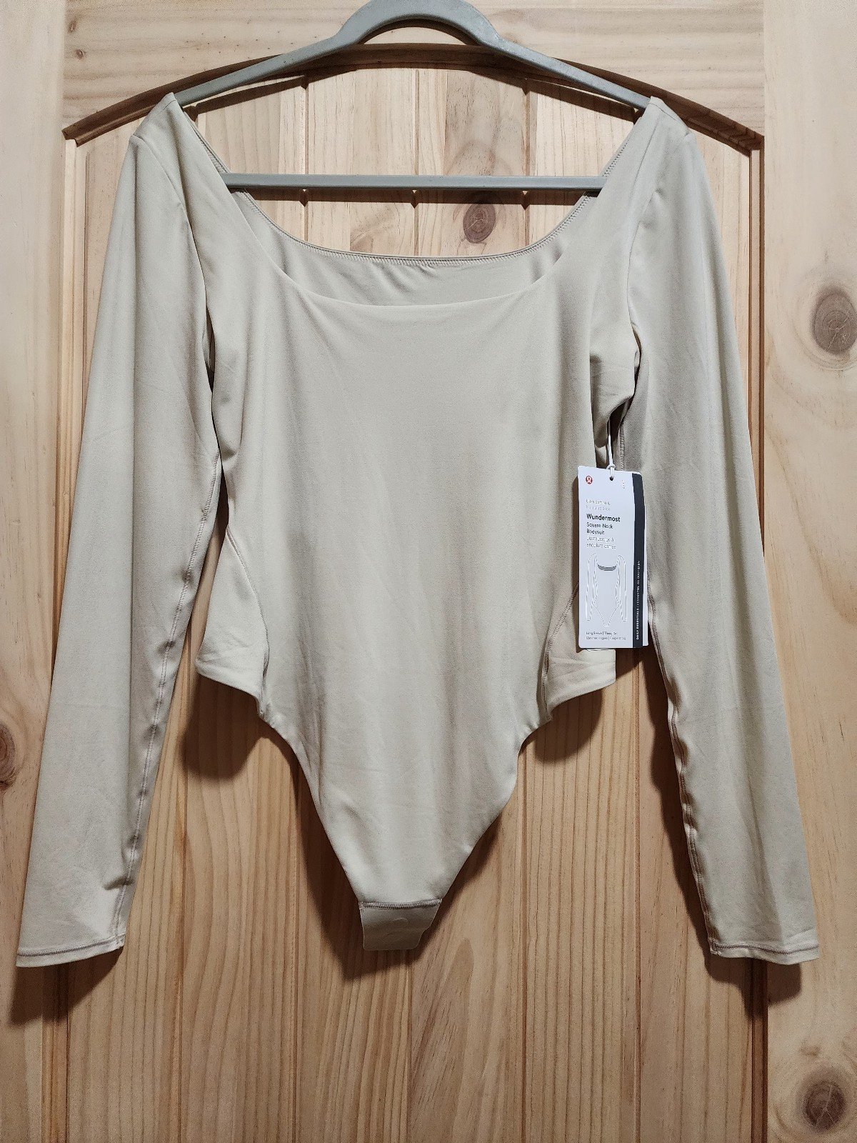 Lululemon Wundermost Square-Neck Longsleeve Bodysuit Nulu Fabric Sz Lg