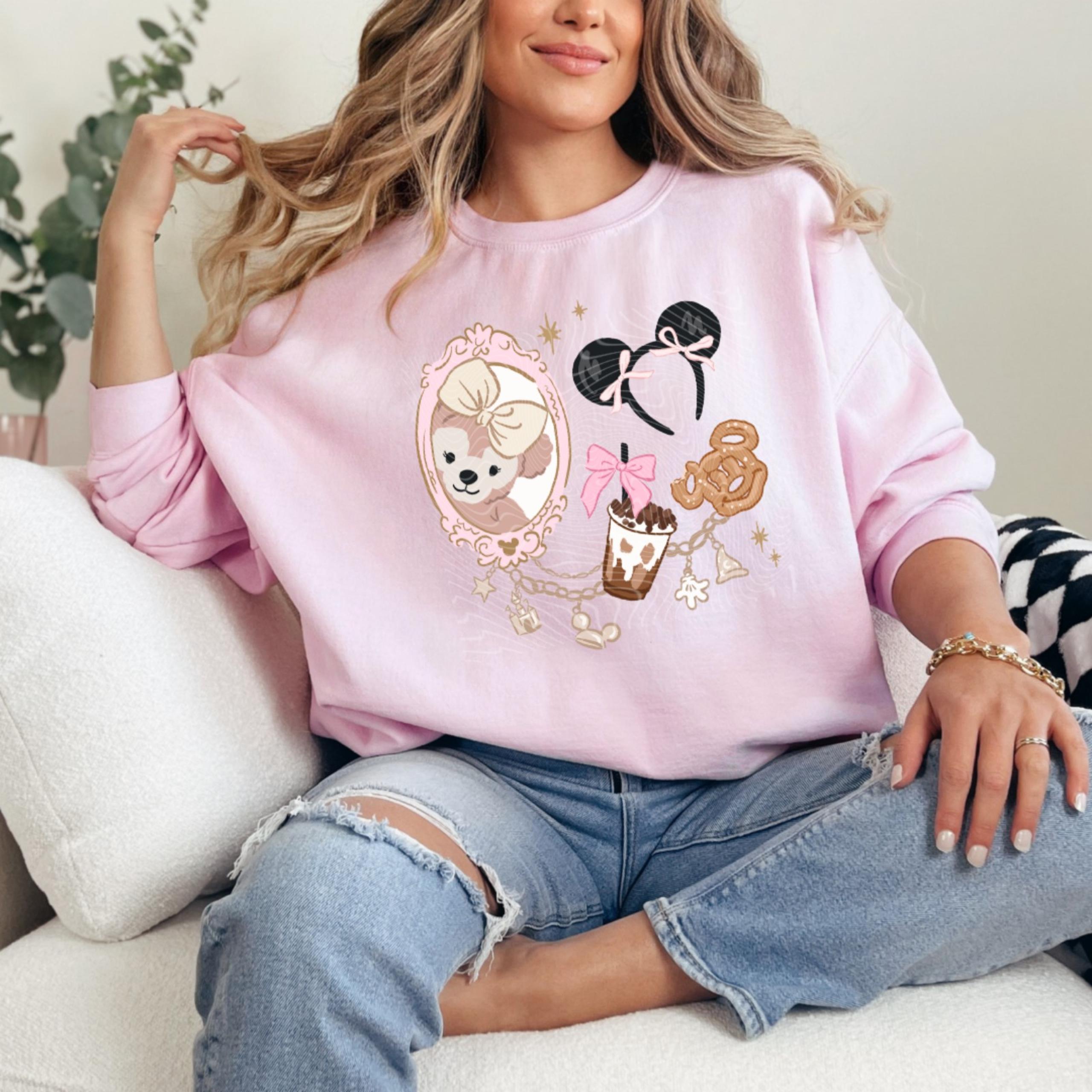 Disney coquette teddy bear Disney on main street crewneck sweater