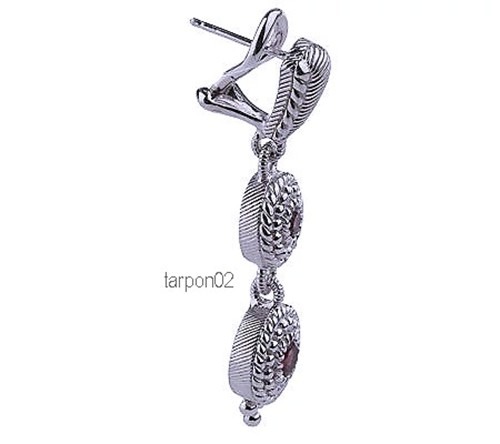 Judith Ripka Blue Topaz .60ct Drop Sterling Silver Omega-Back Earrings 1-1/2"NIB