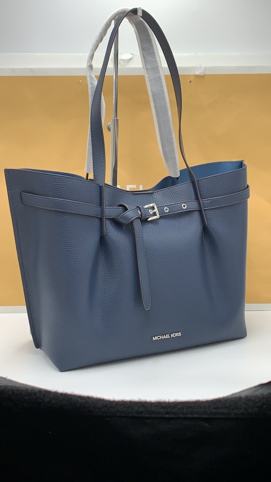 MICHAEL KORS OUTLET Emilia Large Pebbled Leather Tote Bag COLOR NAVY NWT