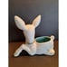 Vintage Royal Haeger Deer Planter White w/Teal Glaze Inside #R1913 Mid Century