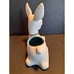 Vintage Royal Haeger Deer Planter White w/Teal Glaze Inside #R1913 Mid Century