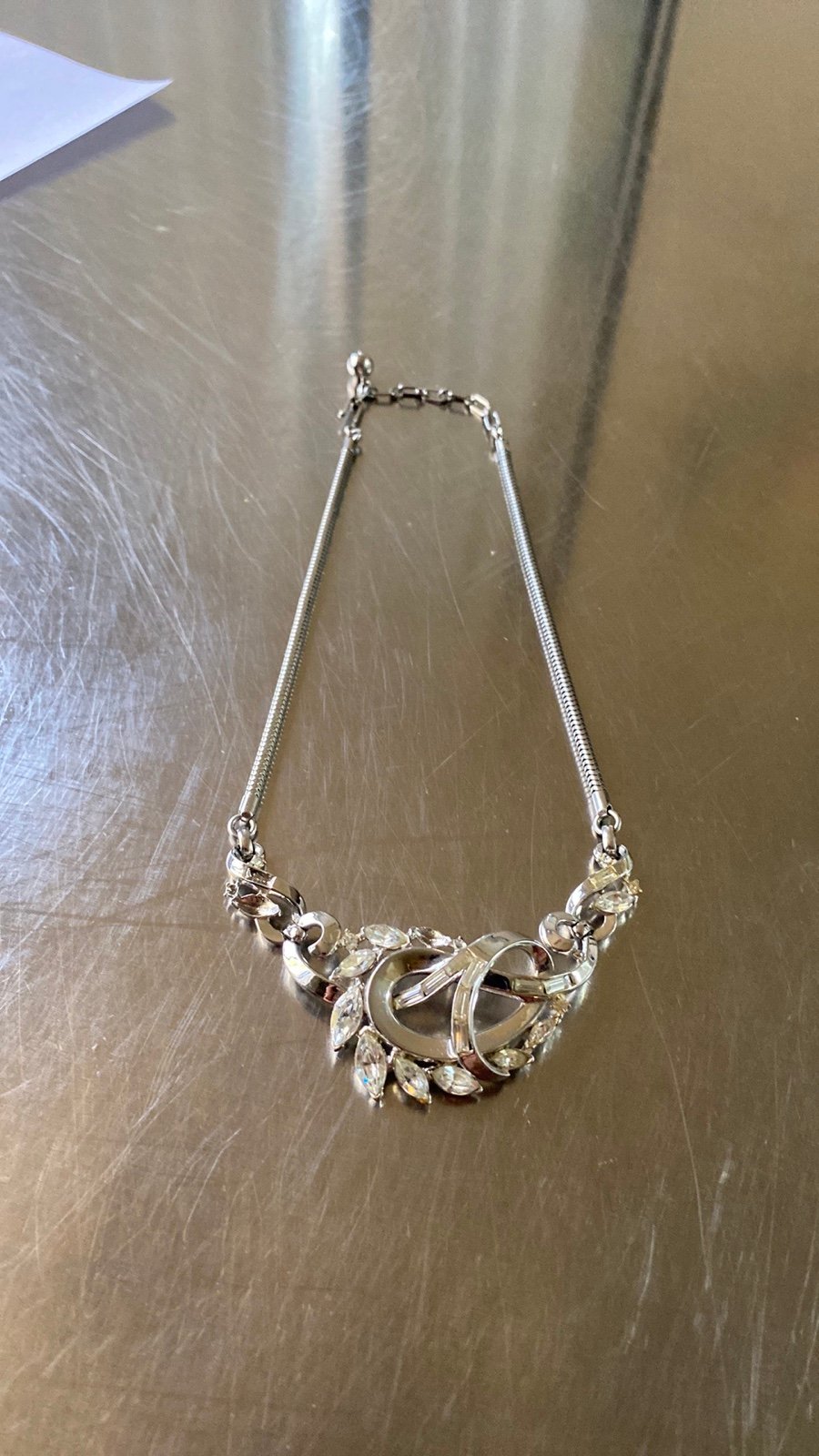 Vtg 1953 Signed Trifari Alfred Philippe Pat Pend Skylark Rhinestone Necklace 16”