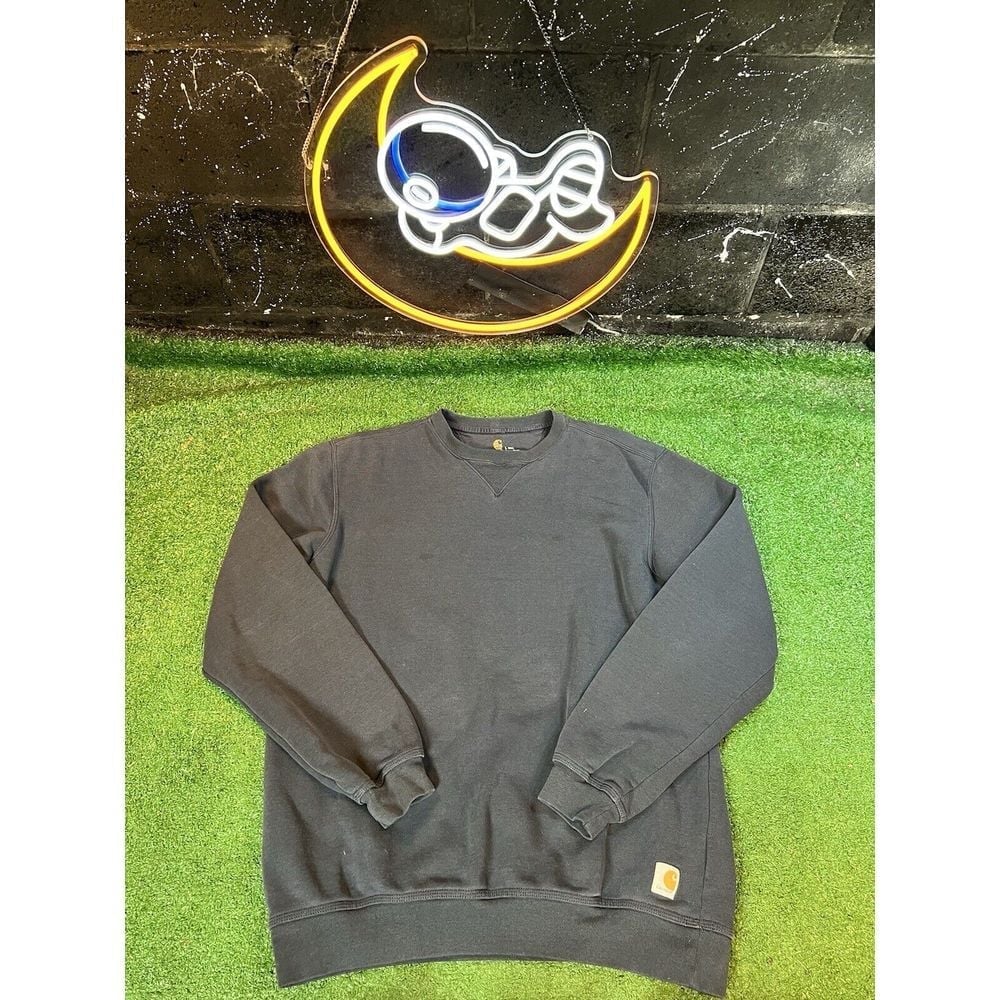 Carhartt Original Fit Faded Blue Crew Neck Pullover Sweatshirt Mens L Tall Logo