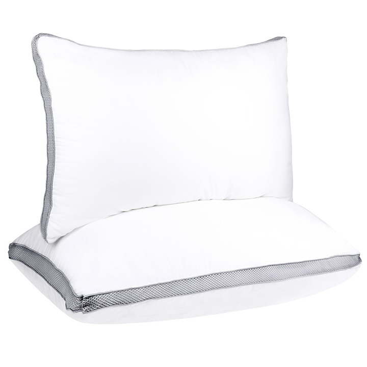 2pcs Cotton Pillow, Down Alternative White Pillow For Sleep, Breathable Soft-jPG