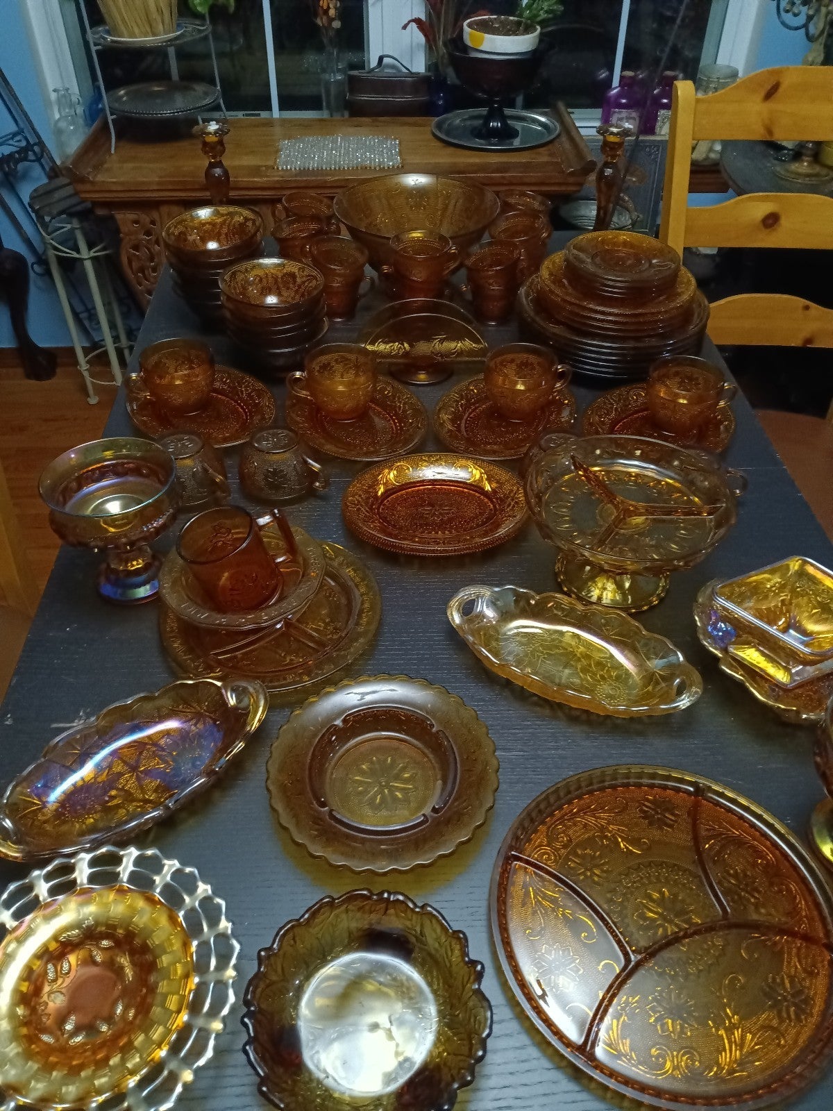 Vintage orange glassware sunflower pattern