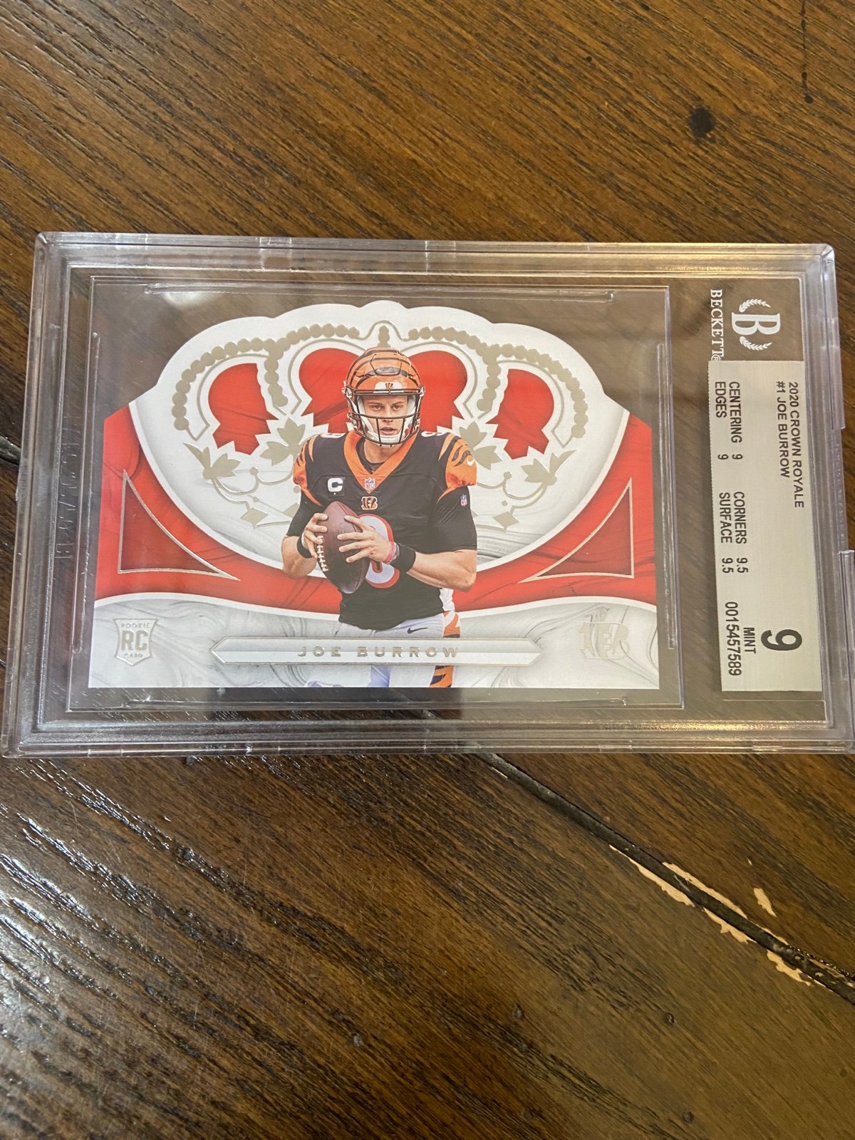 2020 Panini Chronicles Joe Burrow Rookie Card # CR-1 S/P CROWN ROYALE BGS-9 MINT