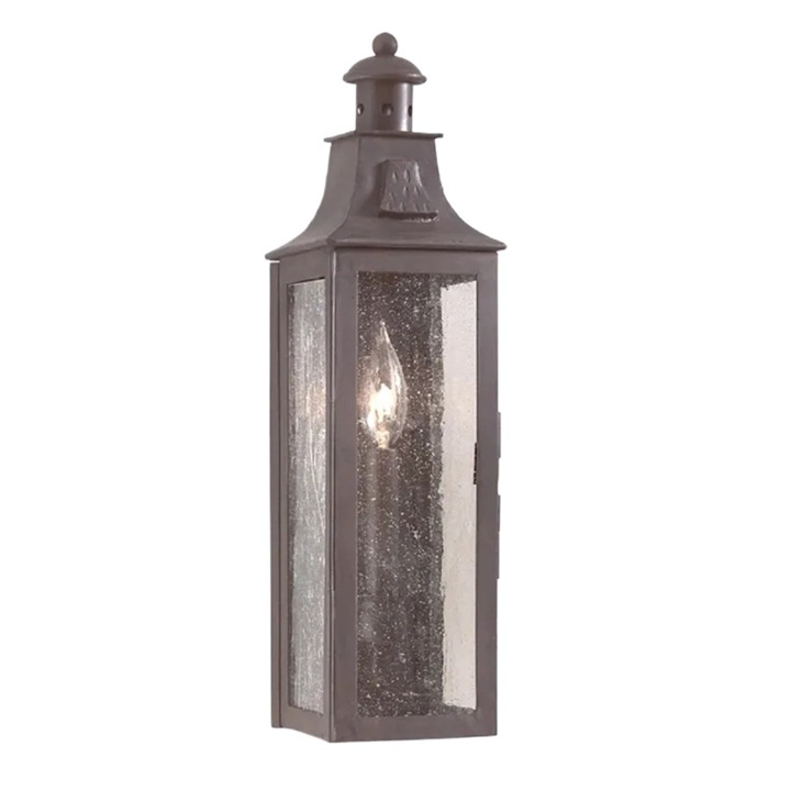 NEW Troy Lighting Newton Soft Black Outdoor Wall Sconce Seedy Glass