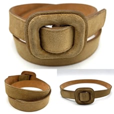 Vintage 80s Land's End 398 Beige Calf Suede Leather Slide Belt USA Made L 32
