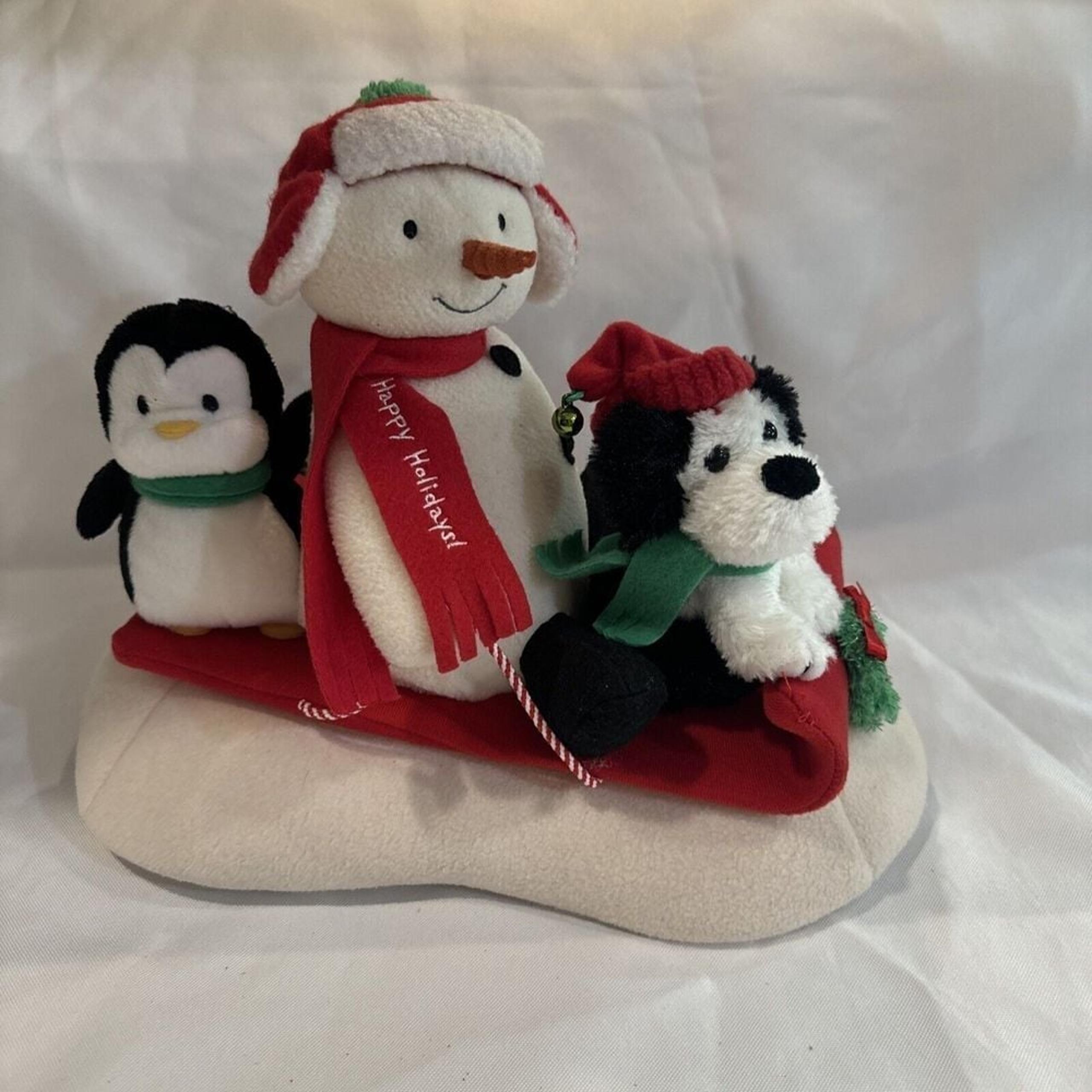 Hallmark Jingle Pals Snowman Sleigh Ride 2007 Sled Penguin Dog Not Tested