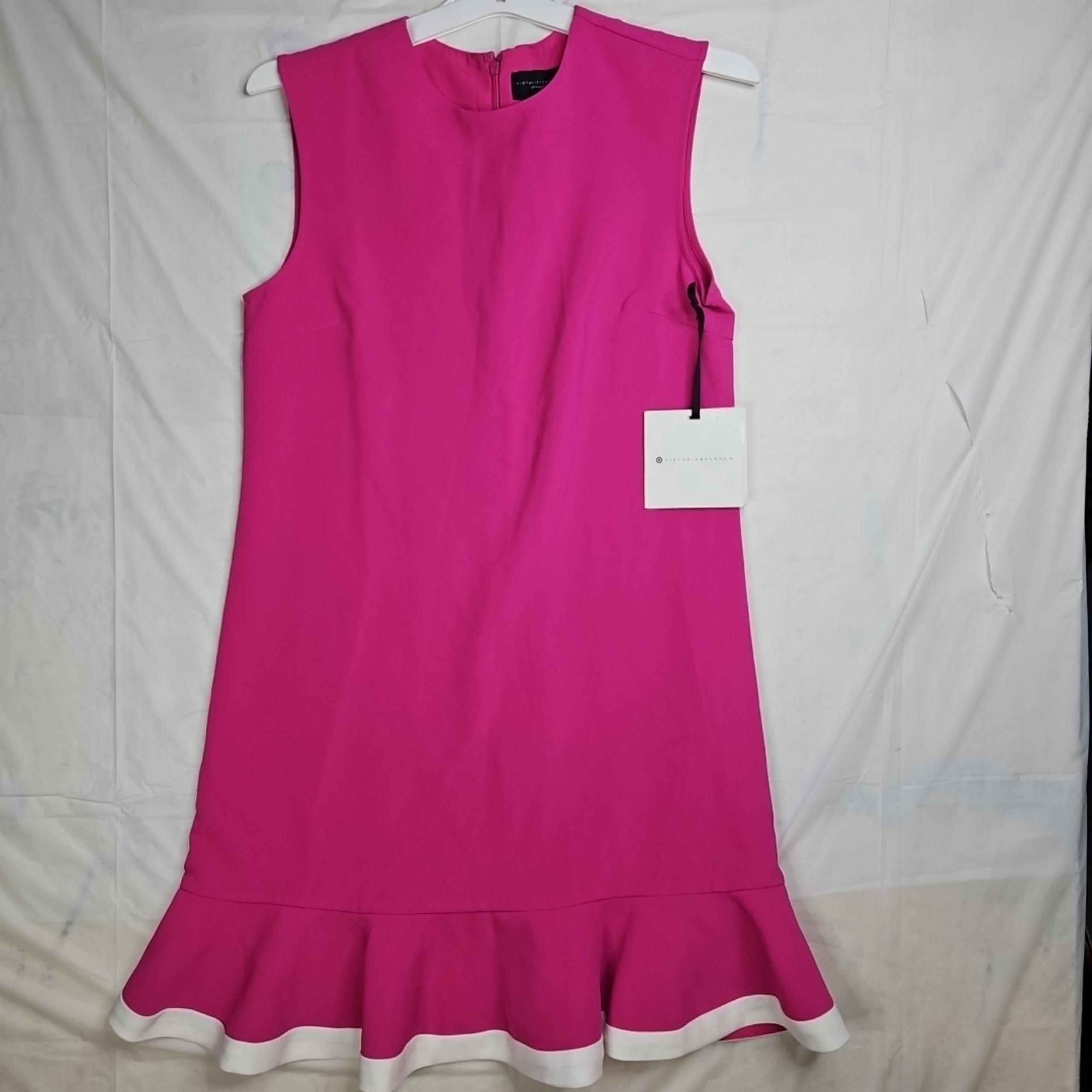 NWT Victoria Beckham Luxury Dress Sleeveless Dress Ruffle Knee-lengthPink Size S