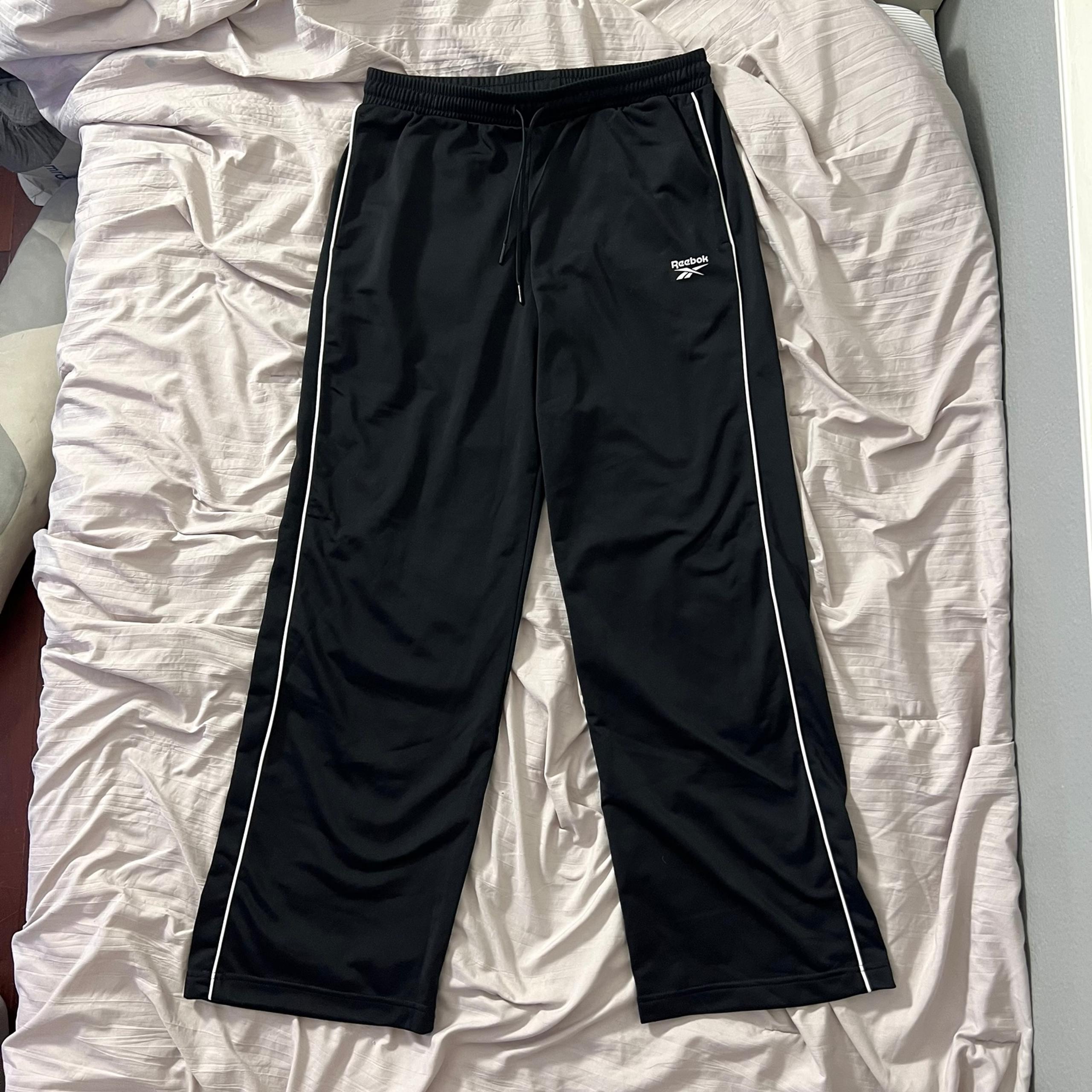 Reebok Black and White Track Sweatpants - Men’s Size Small