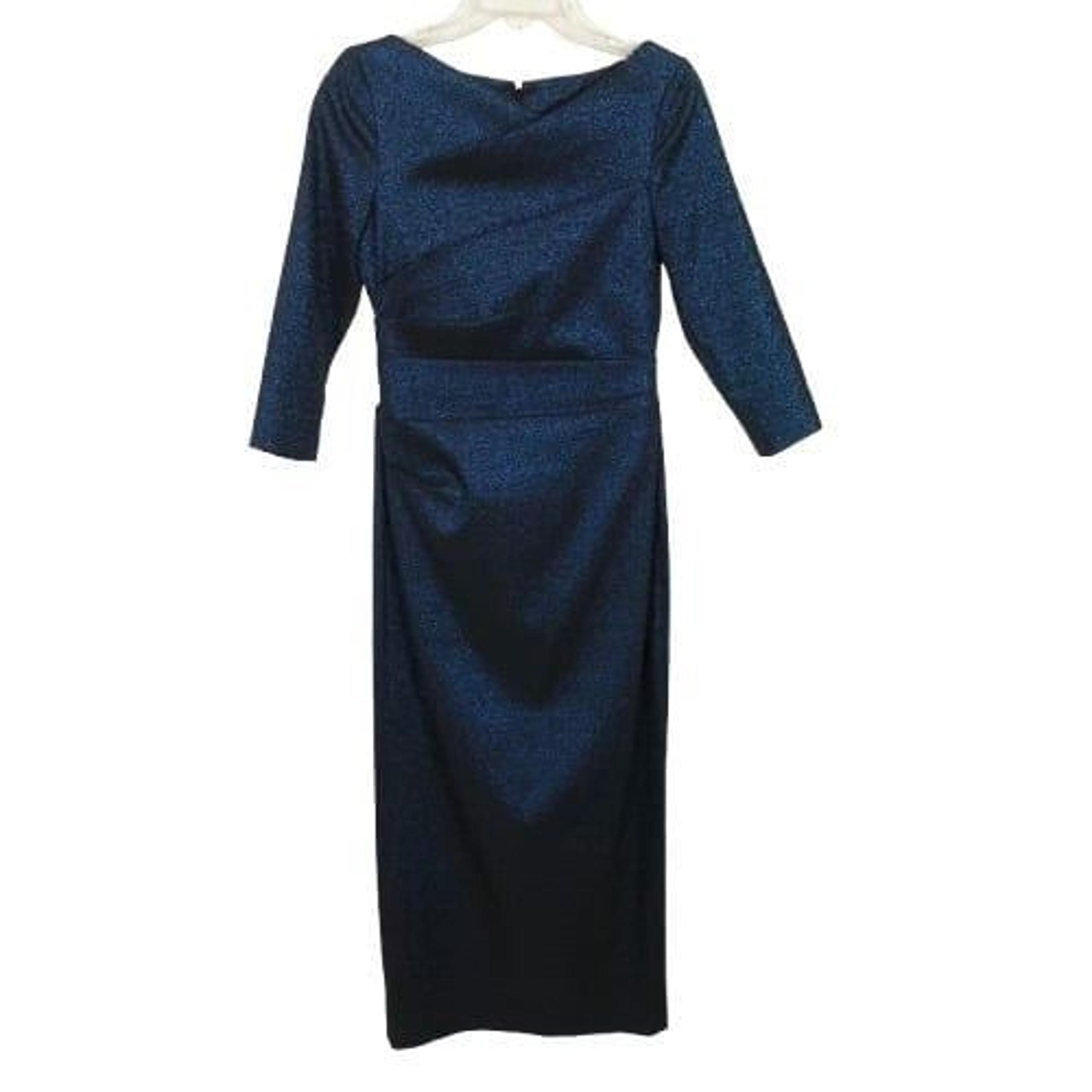 Womens Size 6 Rickie Freeman for Teri Jon Blue Metallic Sheath Maxi Dress