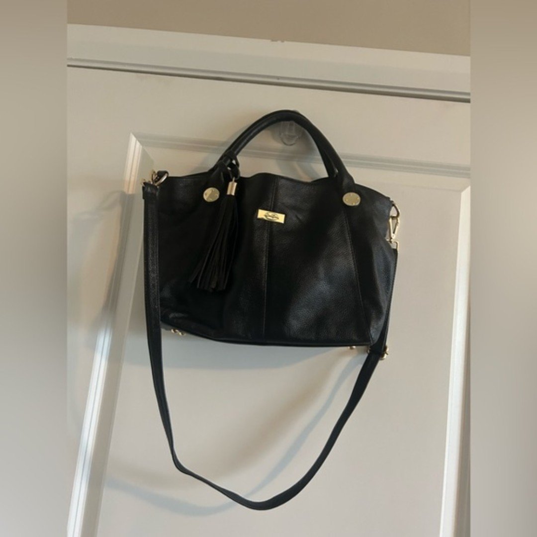 ONNA EHRLICH Stacy Black Leather Purse/Satchel