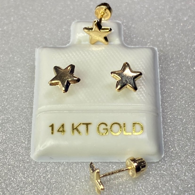 Solid 14K Gold Baby Star Earrings