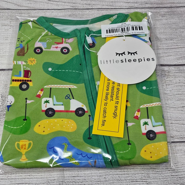 NIB Little Sleepies Fairway Fun Shorty Zippy Size 6-12 months