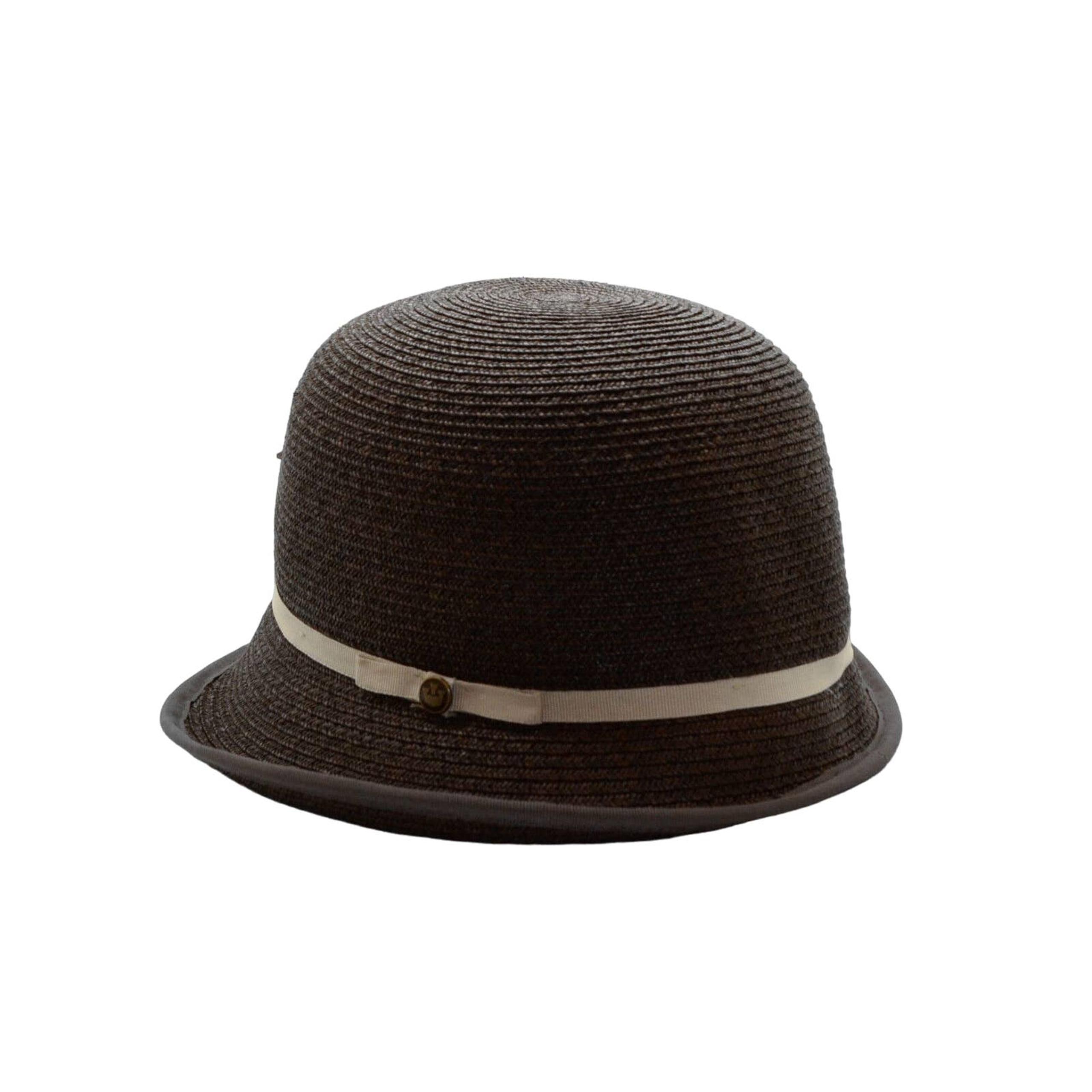 B4 NWT GOORIN BROS Brown Eyed Girl Straw Asymmetrical Cloche Hat Size M $65