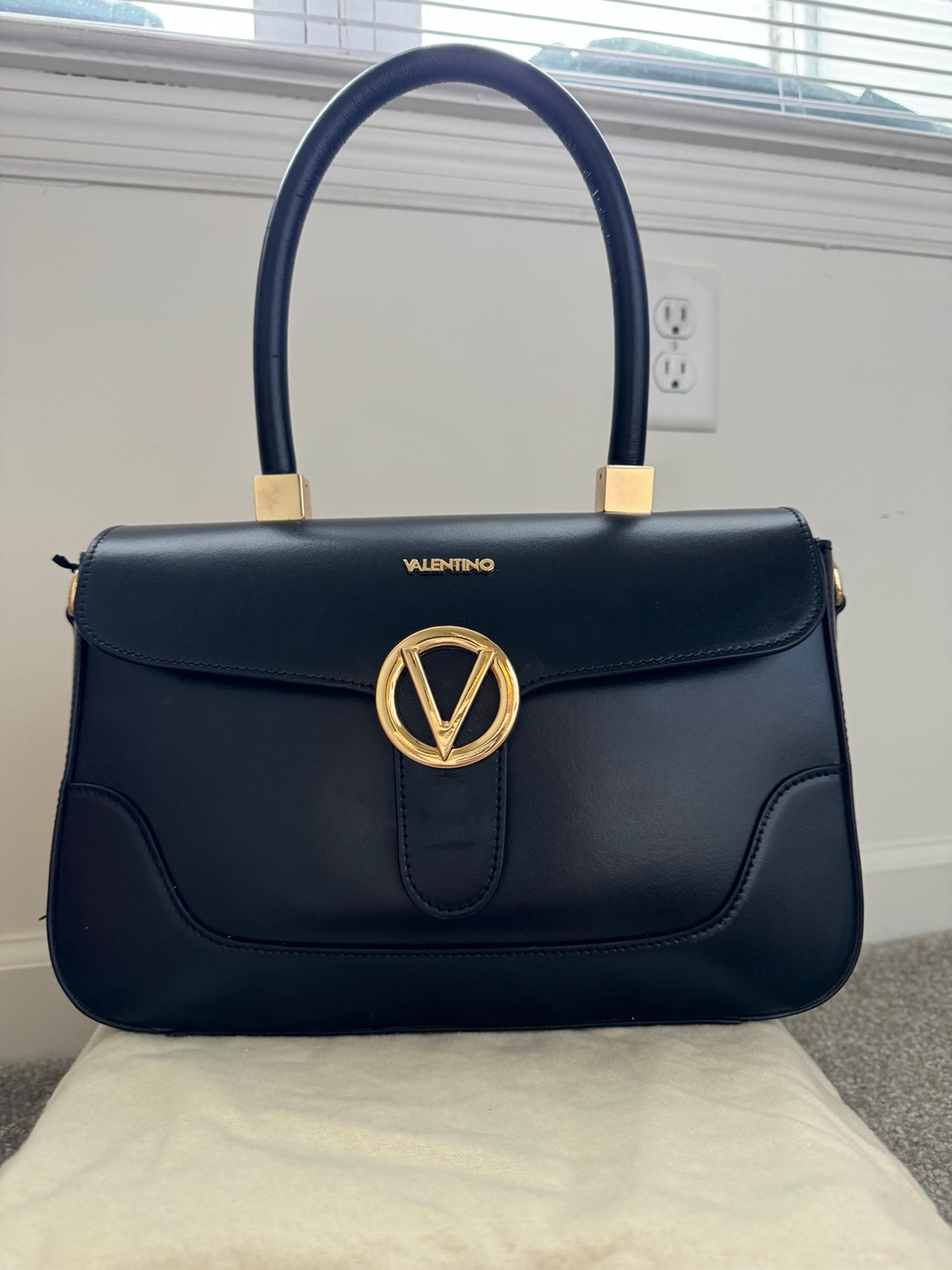 Valentino Black Leather Structured handle satchel/hobo handbag