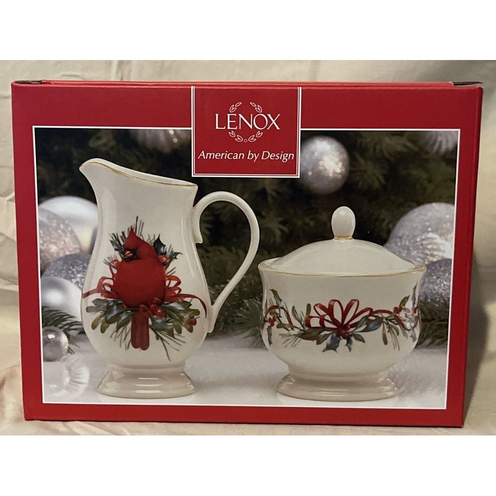 Lenox Winter Greetings sugar & creamer set New In Box